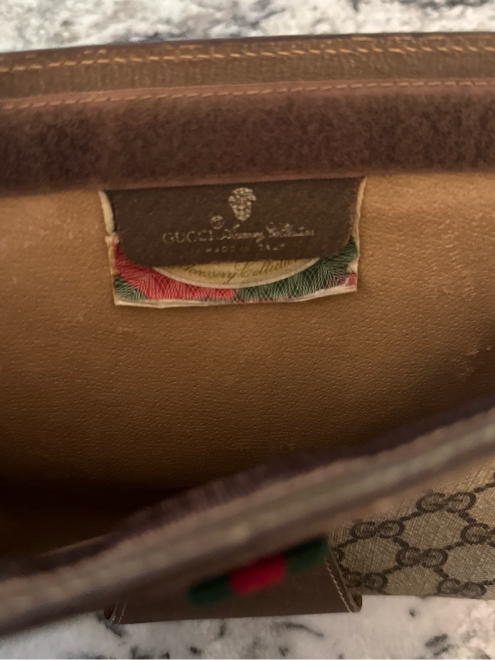 Gucci Brown GG Canvas Sherry Clutch with Leather Trim - Picture 7 of 8